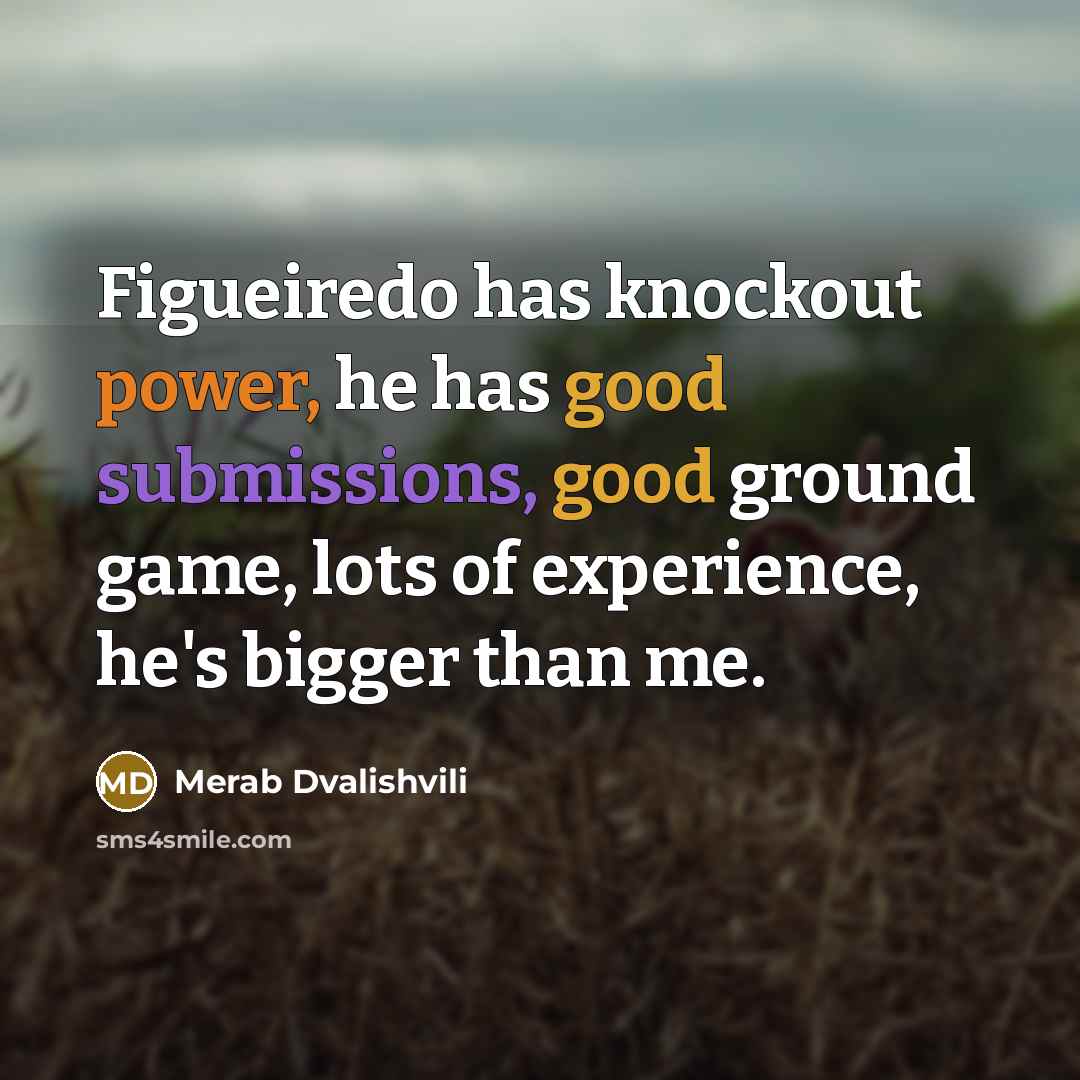 “Figueiredo has knockout power, he has good submissions, good ground game, lots of experience, he's bigger than me.” quote by Merab Dvalishvili
