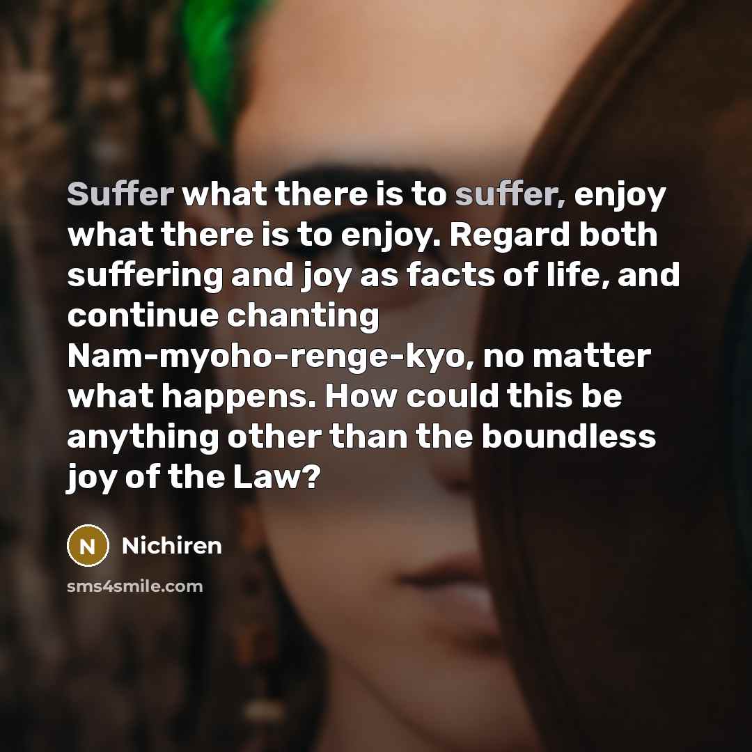 “Suffer what there is to suffer, enjoy what there is…” quote by Nichiren