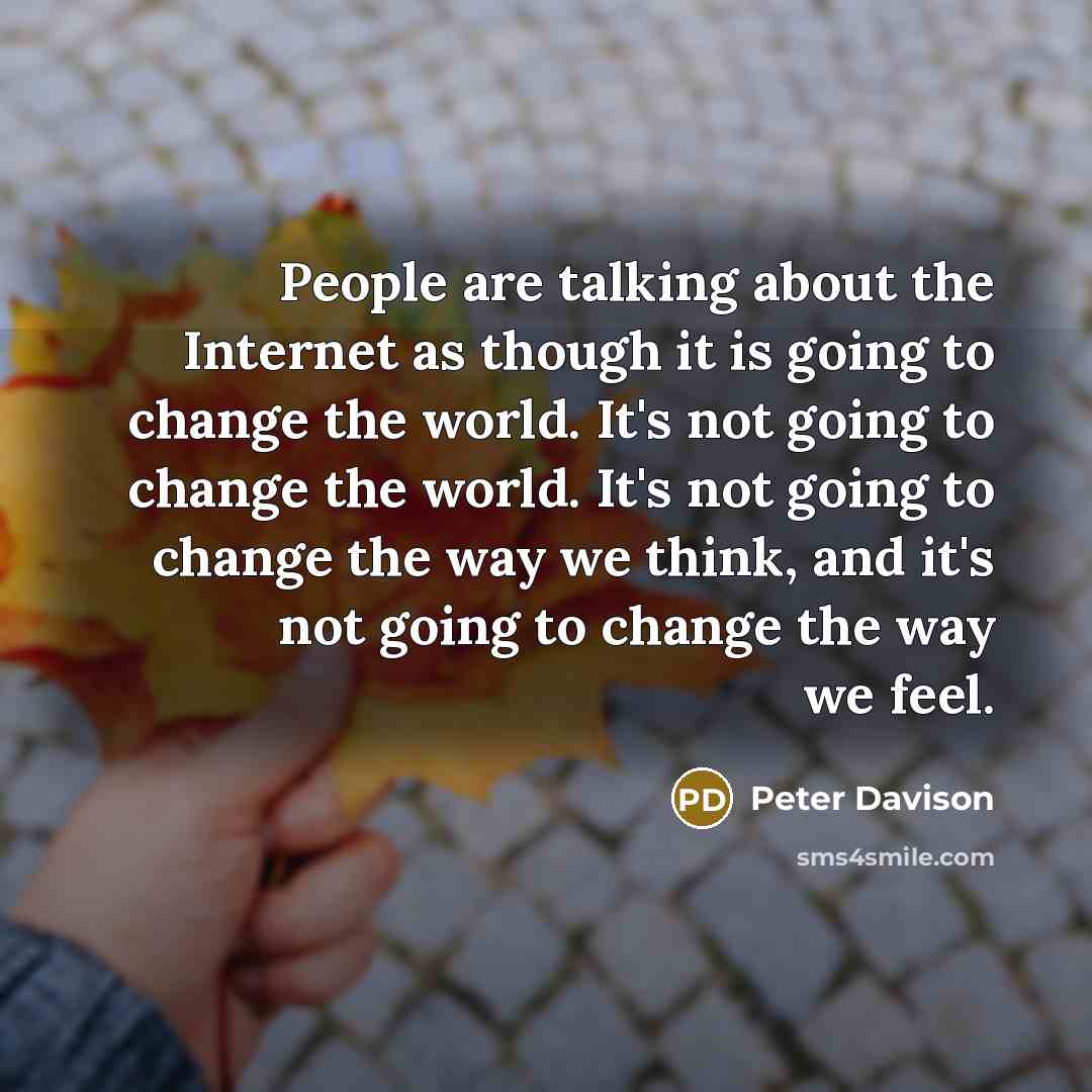 “People are talking about the Internet as though it is…” quote by Peter Davison