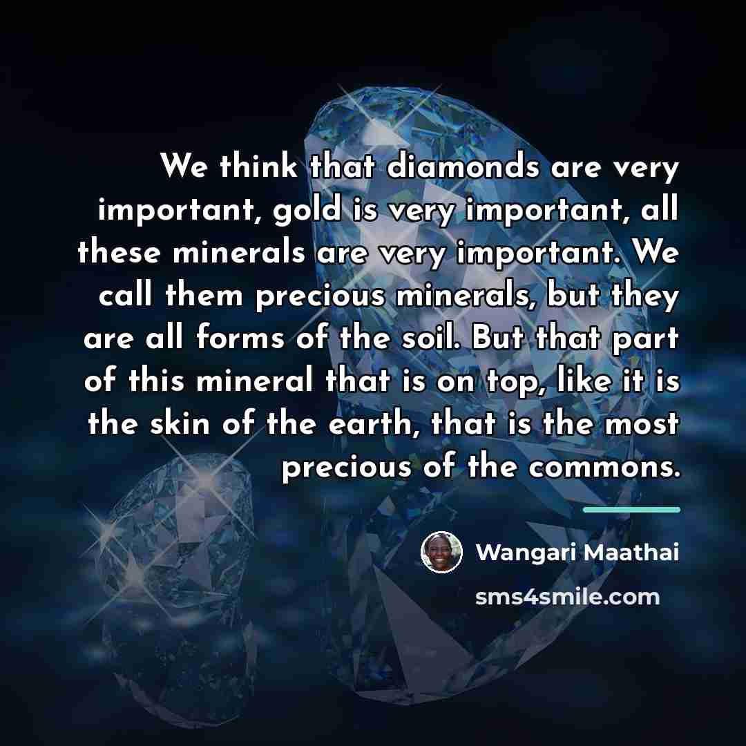“We think that diamonds are very important, gold is very…” quote by Wangari Maathai