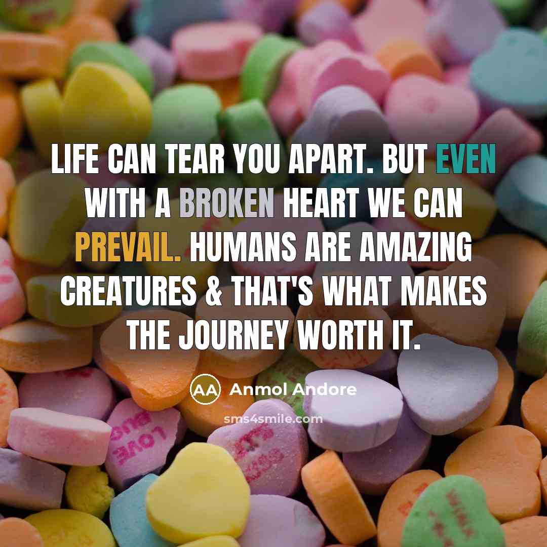 “Life can tear you apart. But even with a broken…” quote by Anmol Andore