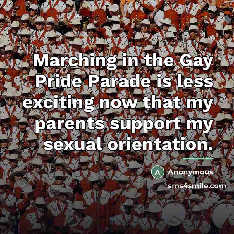 “Marching in the Gay Pride Parade is less exciting now…” quote by Anonymous