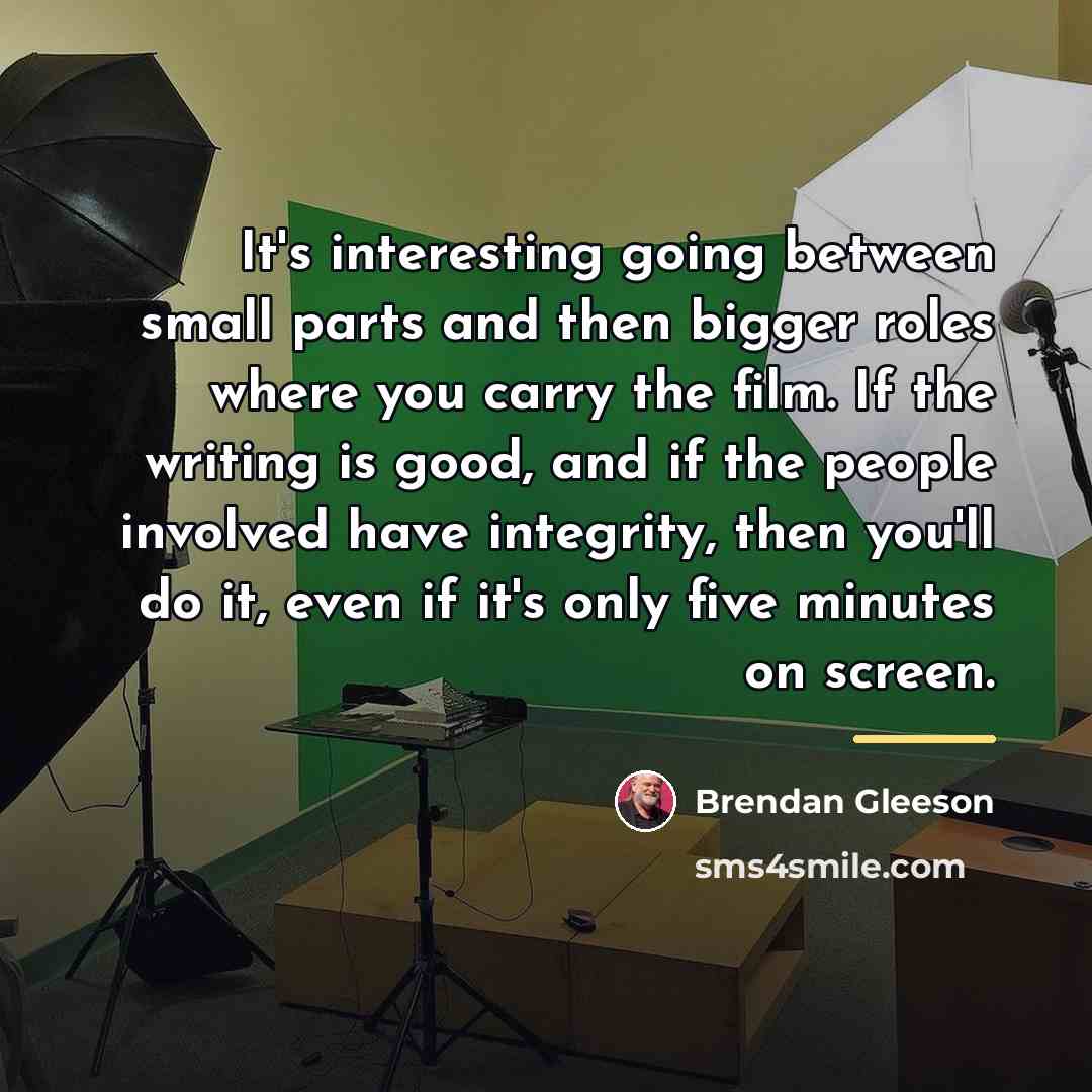 “It's interesting going between small parts and then bigger roles…” quote by Brendan Gleeson
