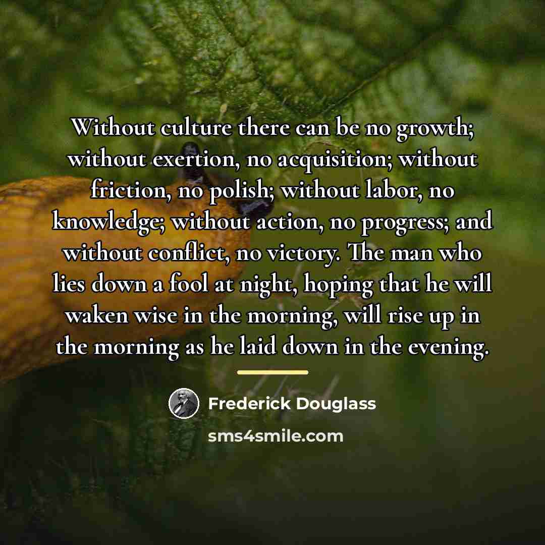 “Without culture there can be no growth; without exertion, no…” quote by Frederick Douglass
