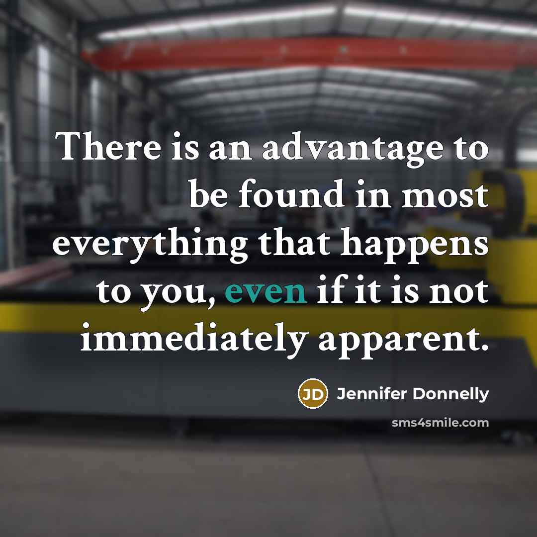 “There is an advantage to be found in most everything…” quote by Jennifer Donnelly