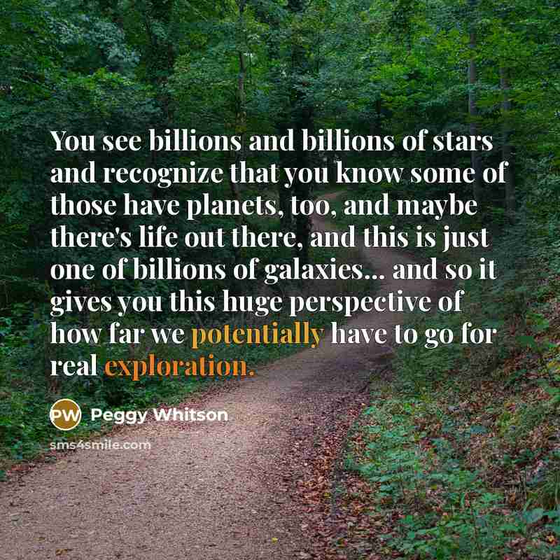 “You see billions and billions of stars and recognize that…” quote by Peggy Whitson