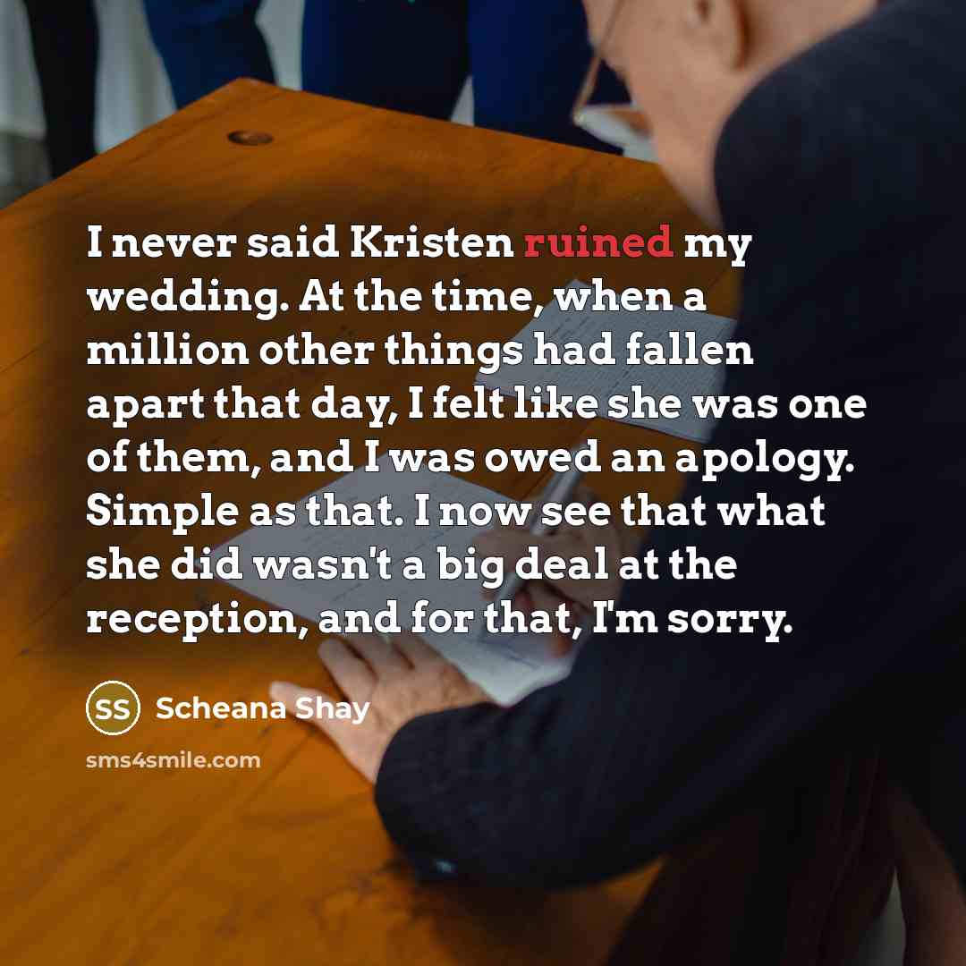 “I never said Kristen ruined my wedding. At the time,…” quote by Scheana Shay