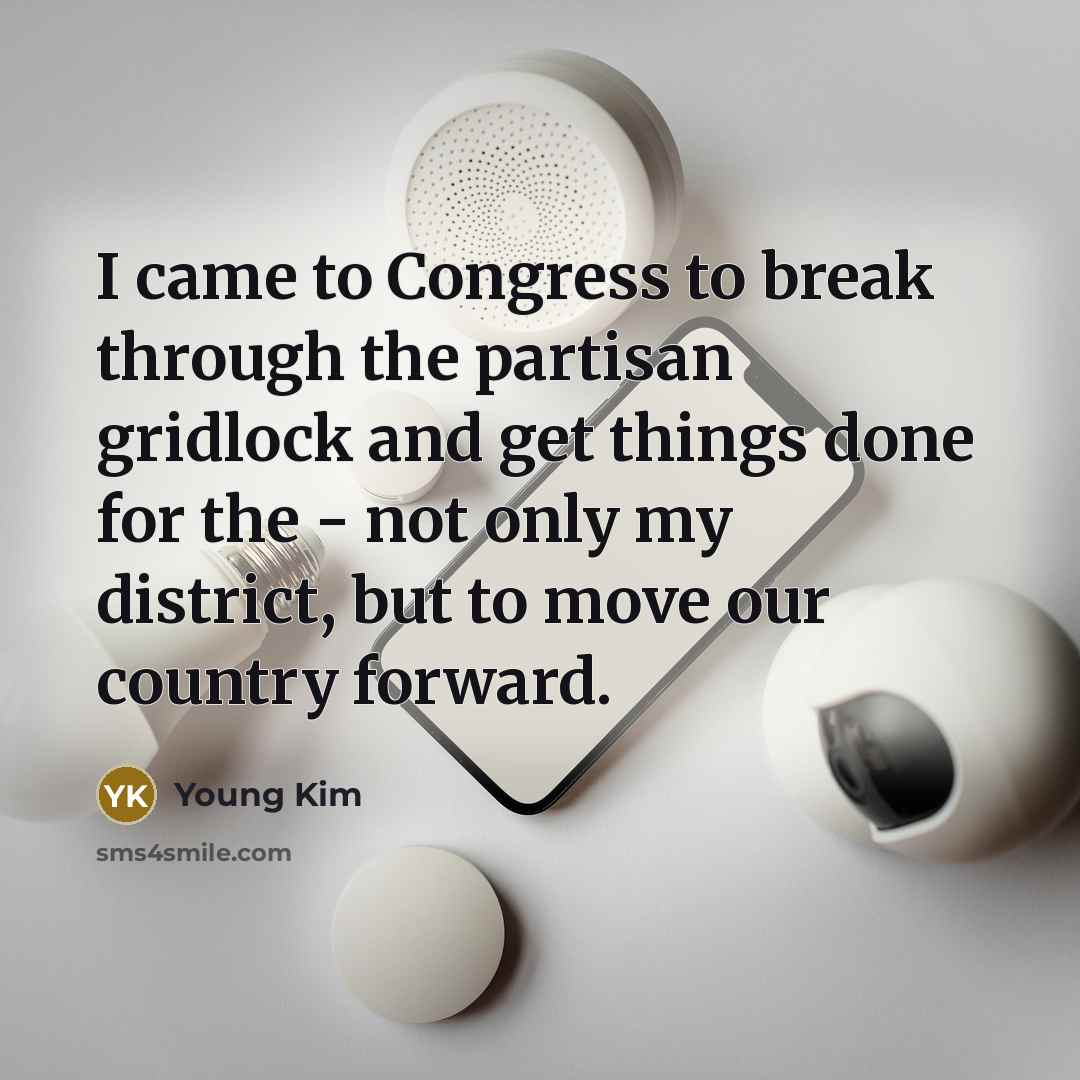 “I came to Congress to break through the partisan gridlock…” quote by Young Kim