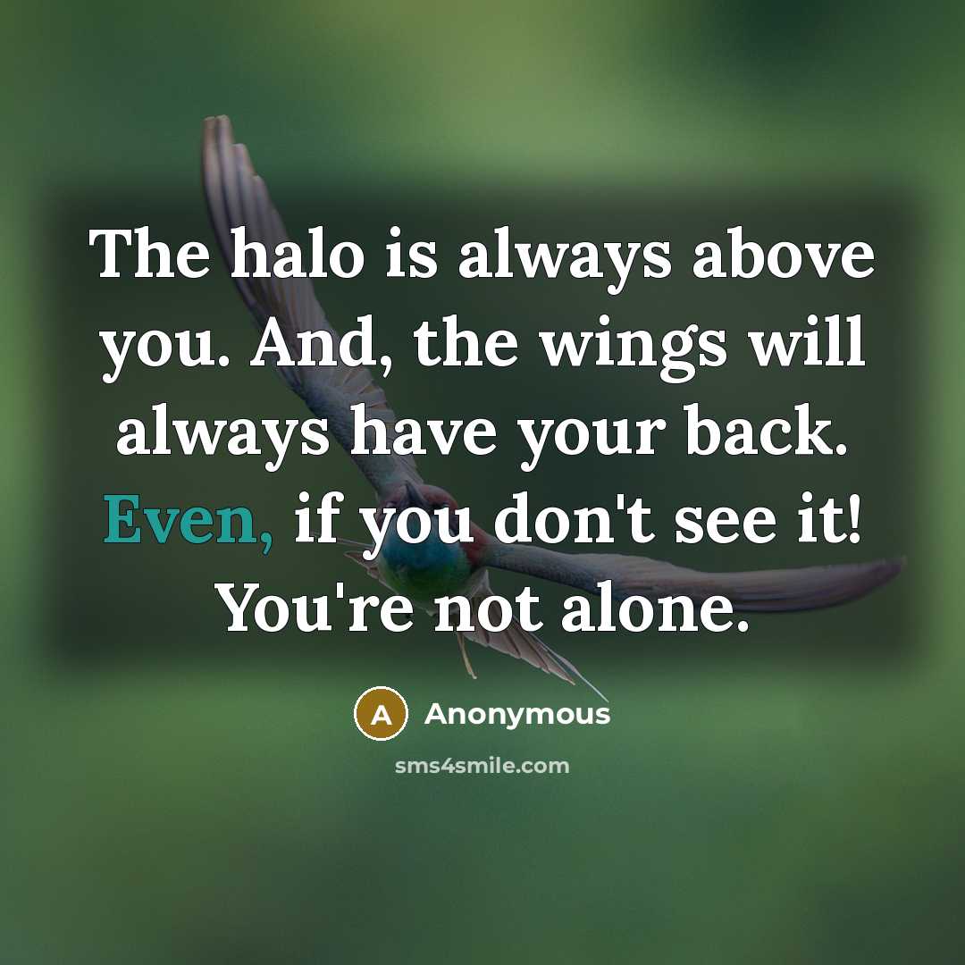 “The halo is always above you. And, the wings will…” quote by Anonymous