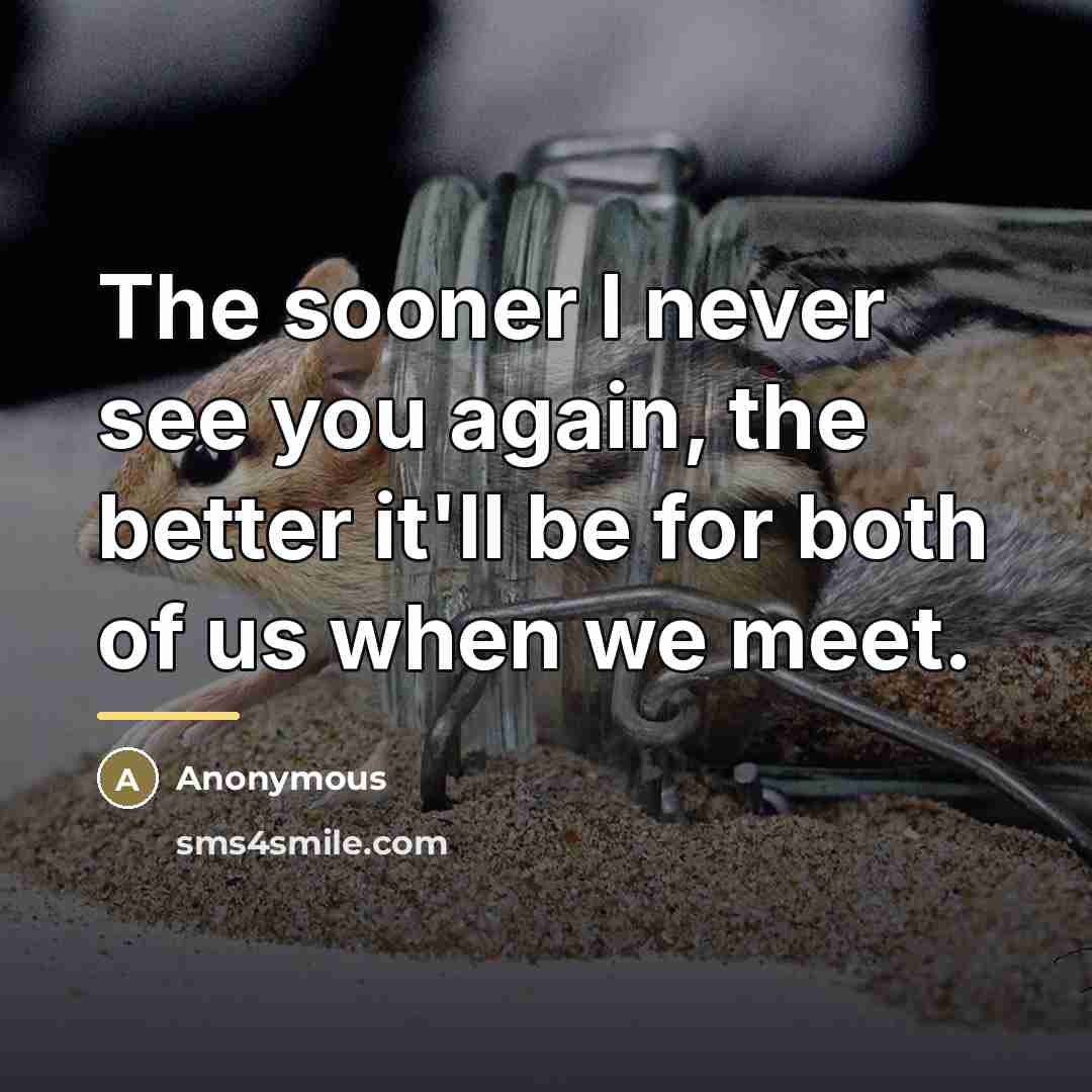 “The sooner I never see you again, the better it'll…” quote by Anonymous
