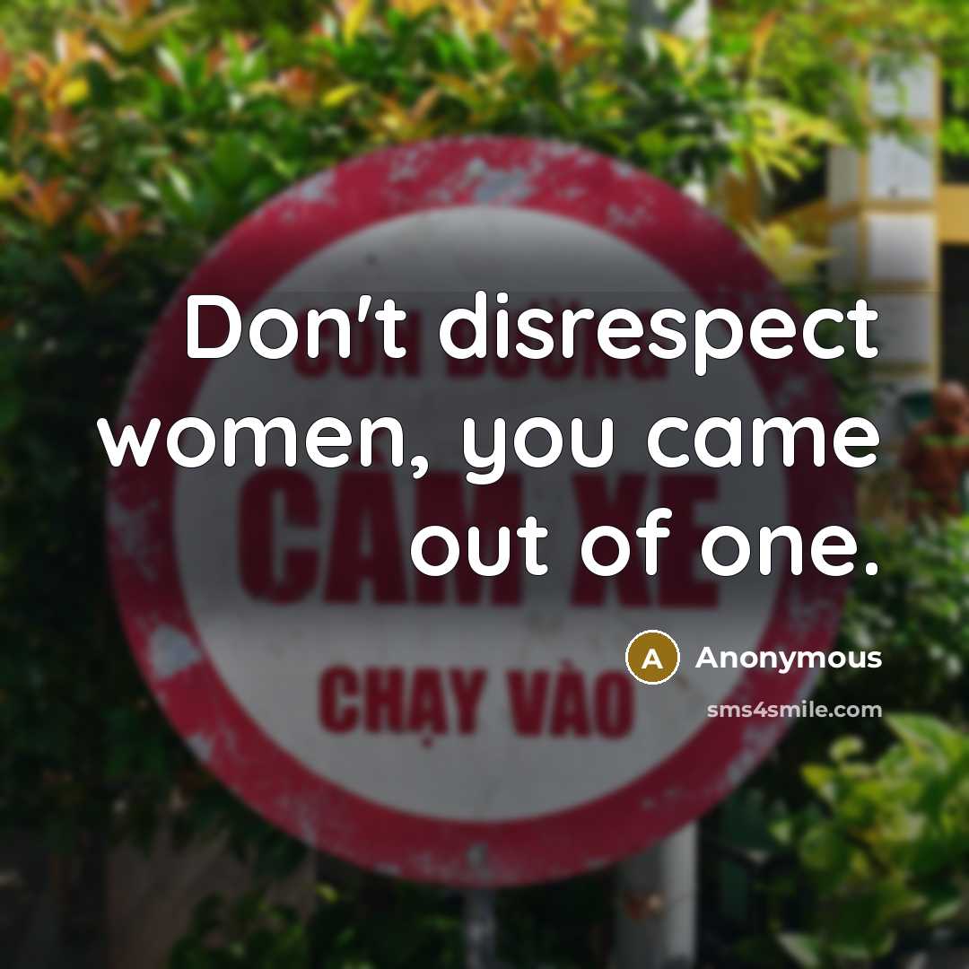 “Don't disrespect women, you came out of one.…” quote by Anonymous