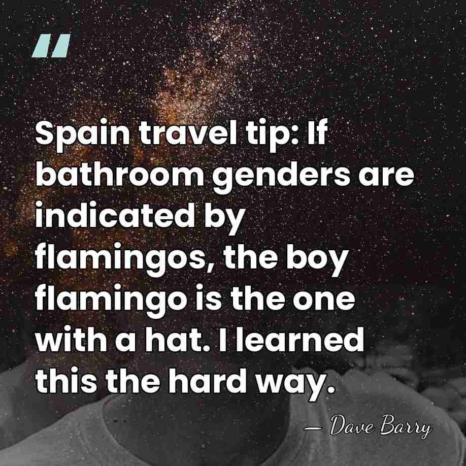 Spain travel tip: If bathroom genders are indicated by flamingos, the boy&hellip; - Dave Barry
