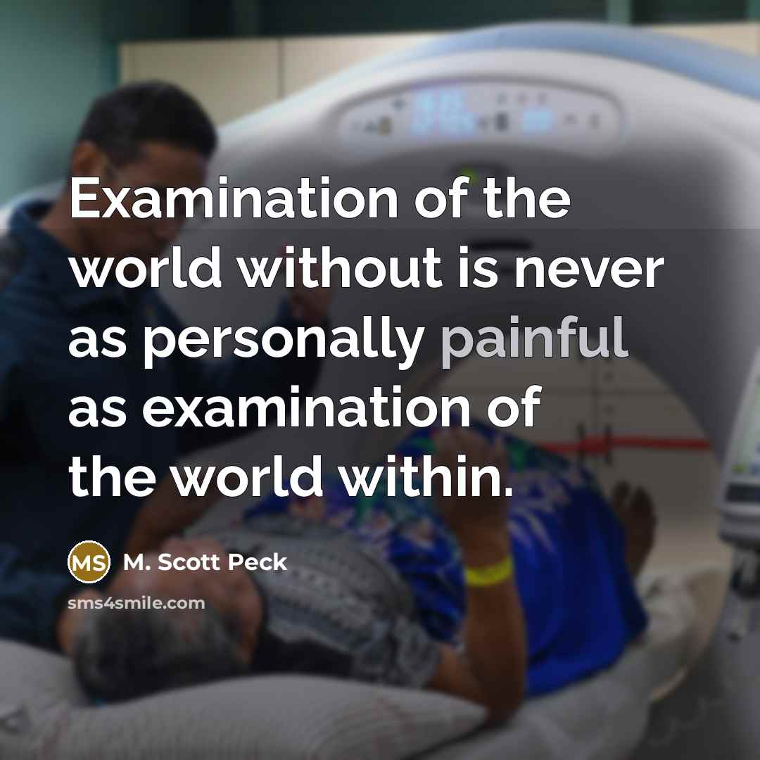 “Examination of the world without is never as personally painful…” quote by M. Scott Peck