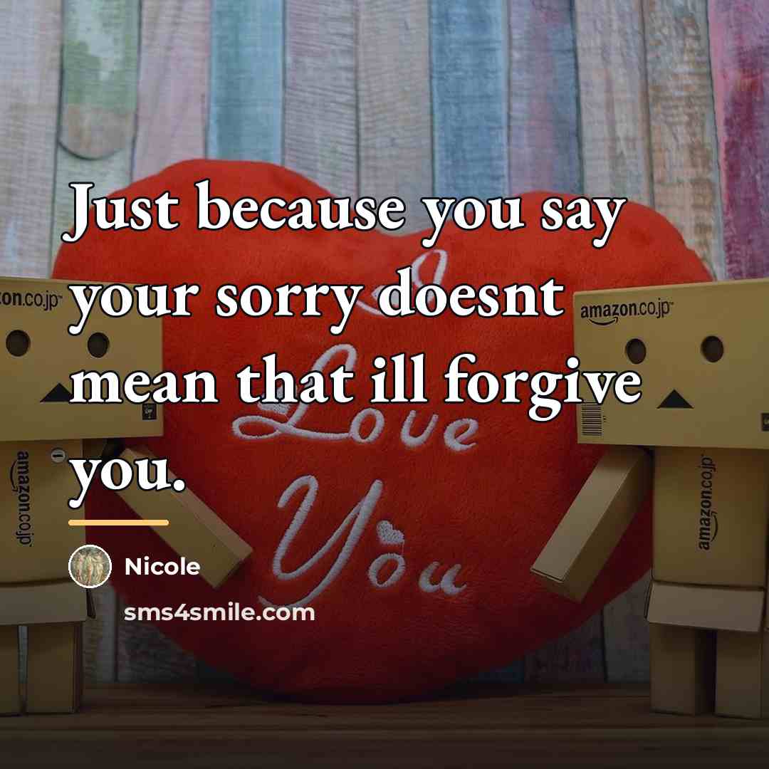 “Just because you say your sorry doesnt mean that ill…” quote by Nicole
