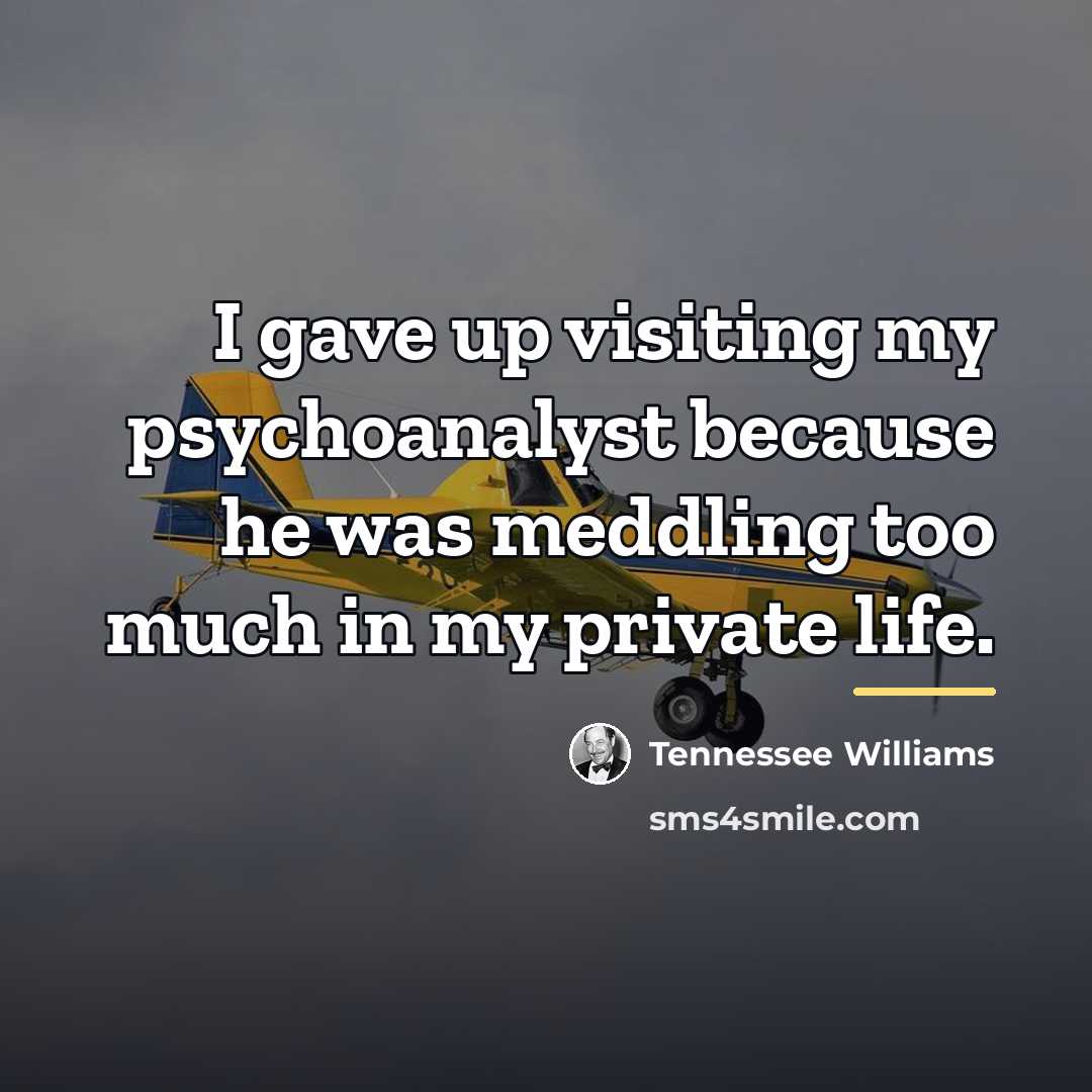 “I gave up visiting my psychoanalyst because he was meddling…” quote by Tennessee Williams