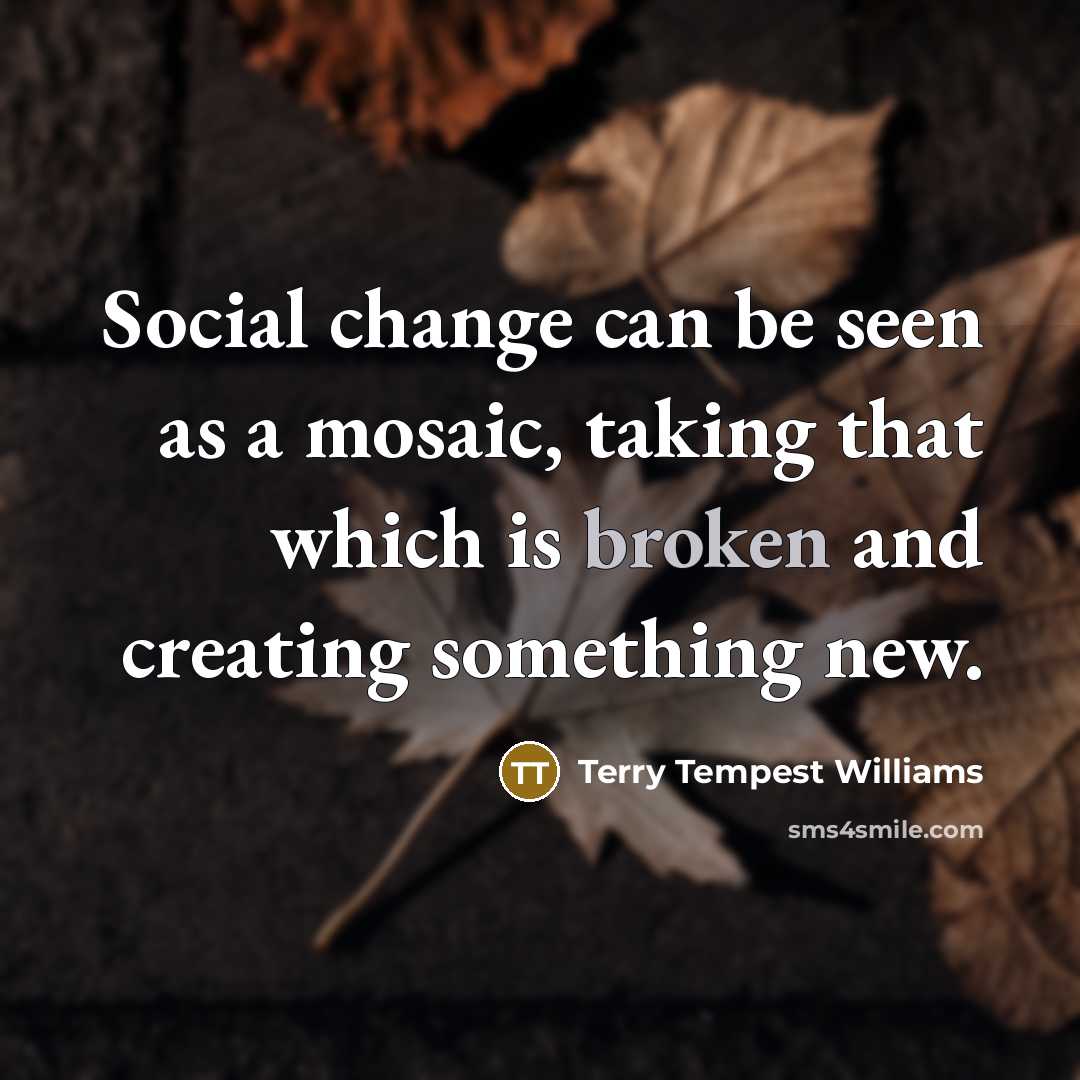 “Social change can be seen as a mosaic, taking that…” quote by Terry Tempest Williams