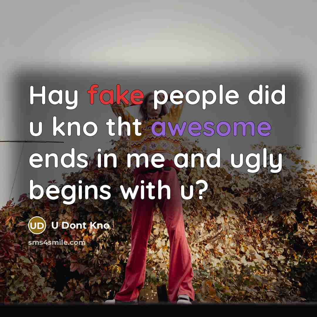 “Hay fake people did u kno tht awesome ends in…” quote by U Dont Kno
