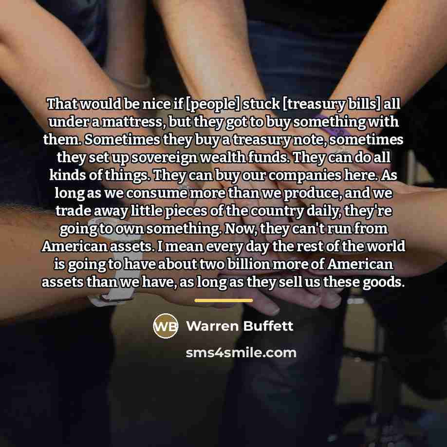“That would be nice if [people] stuck [treasury bills] all…” quote by Warren Buffett
