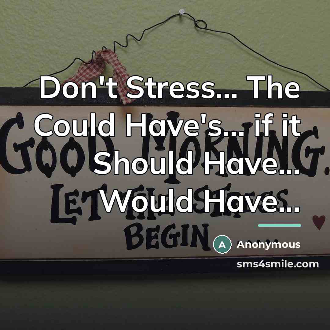 “Don't Stress... The Could Have's... if it Should Have... Would…” quote by Anonymous