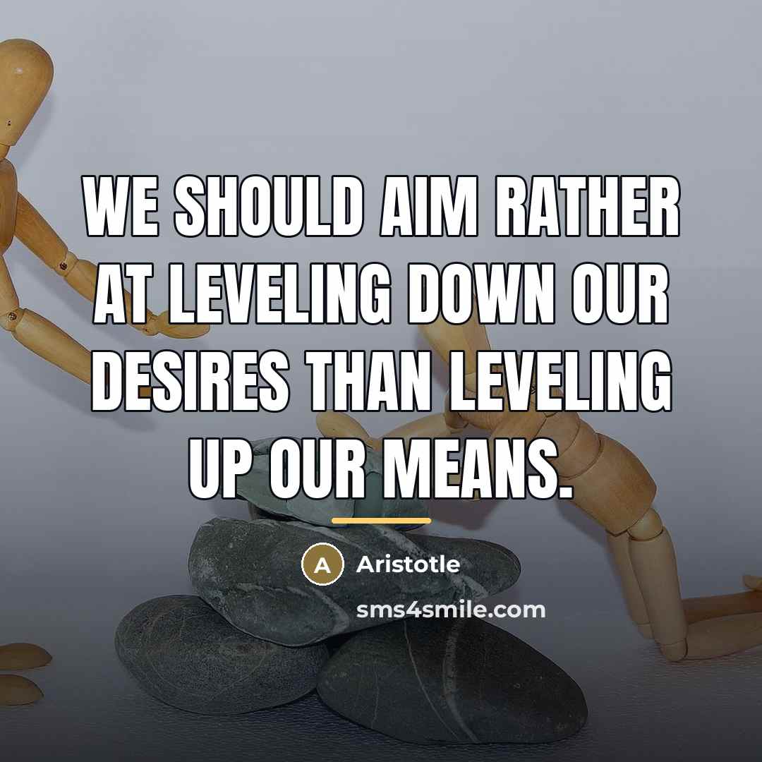 “We should aim rather at leveling down our desires than…” quote by Aristotle