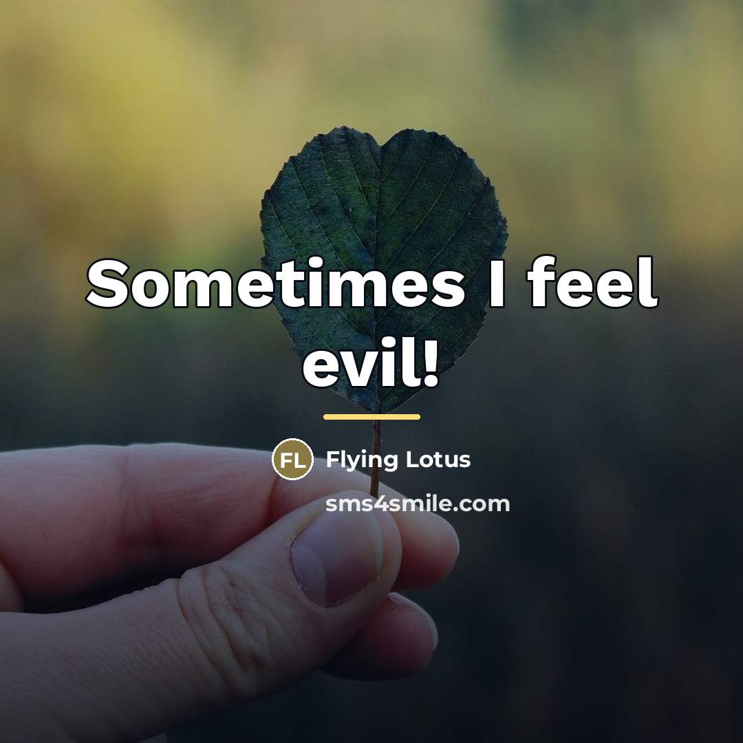 “Sometimes I feel evil!…” quote by Flying Lotus