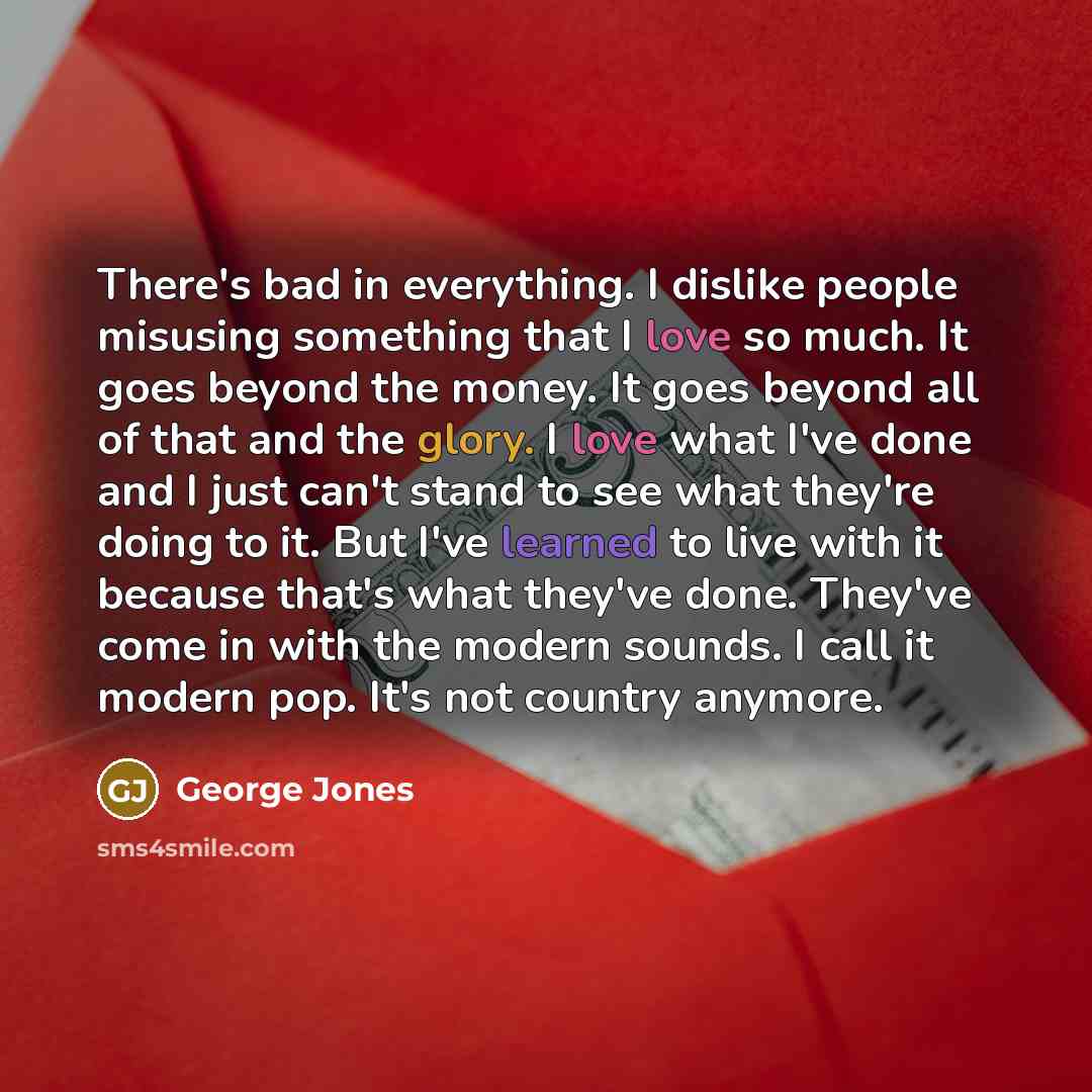 “There's bad in everything. I dislike people misusing something that…” quote by George Jones