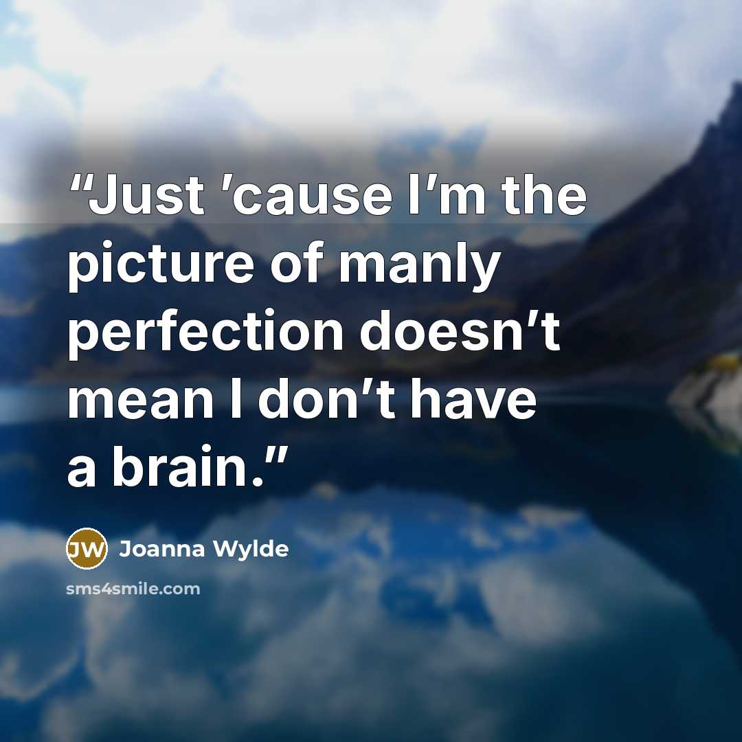 “Just ’cause I’m the picture of manly perfection doesn’t mean I don’t have a brain.” quote by Joanna Wylde