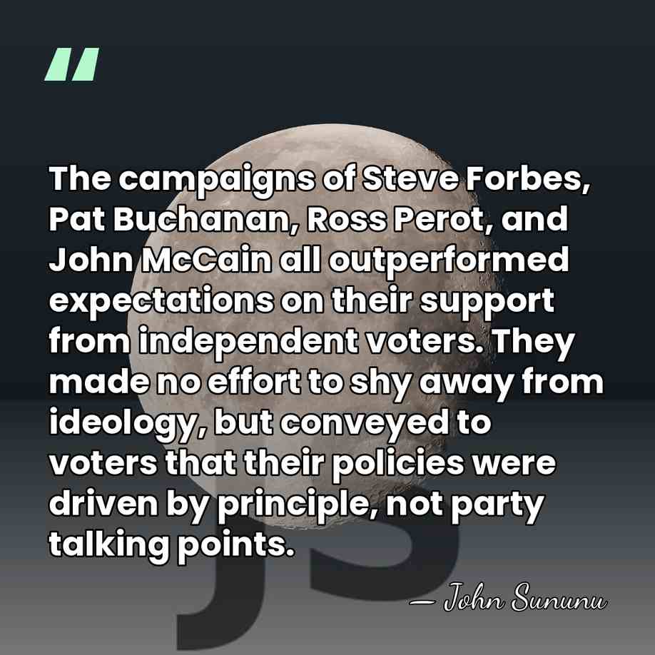 The campaigns of Steve Forbes, Pat Buchanan, Ross Perot, and John McCain&hellip; - John Sununu