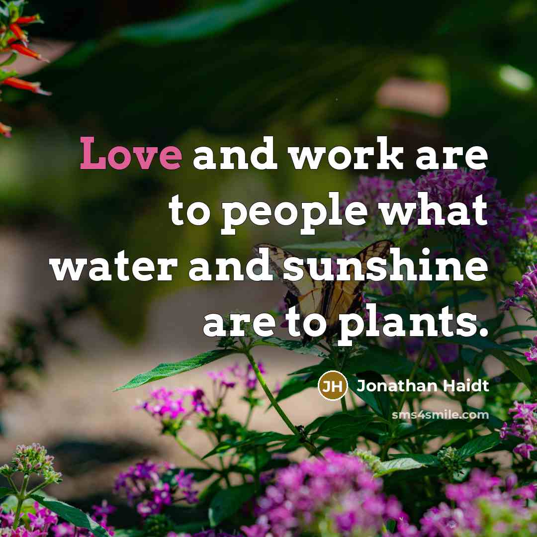 “Love and work are to people what water and sunshine…” quote by Jonathan Haidt