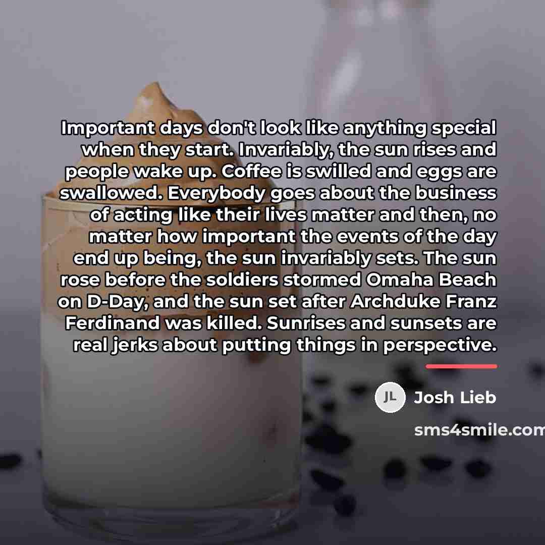 “Important days don't look like anything special when they start.…” quote by Josh Lieb