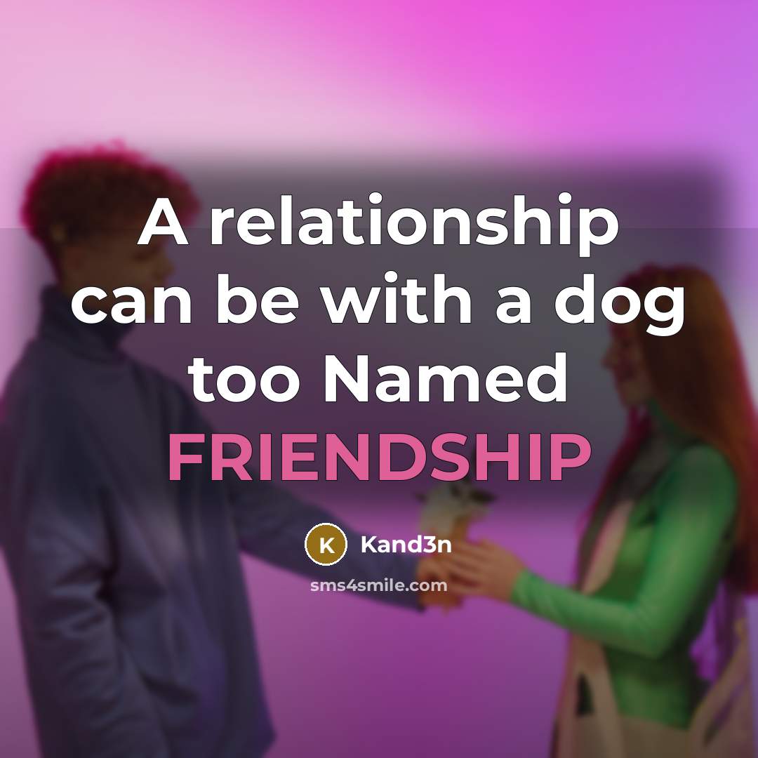 “A relationship can be with a dog too Named FRIENDSHIP…” quote by Kand3n