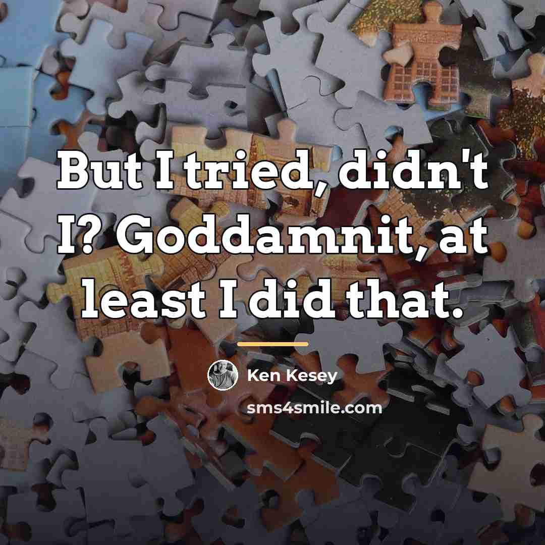 “But I tried, didn't I? Goddamnit, at least I did…” quote by Ken Kesey