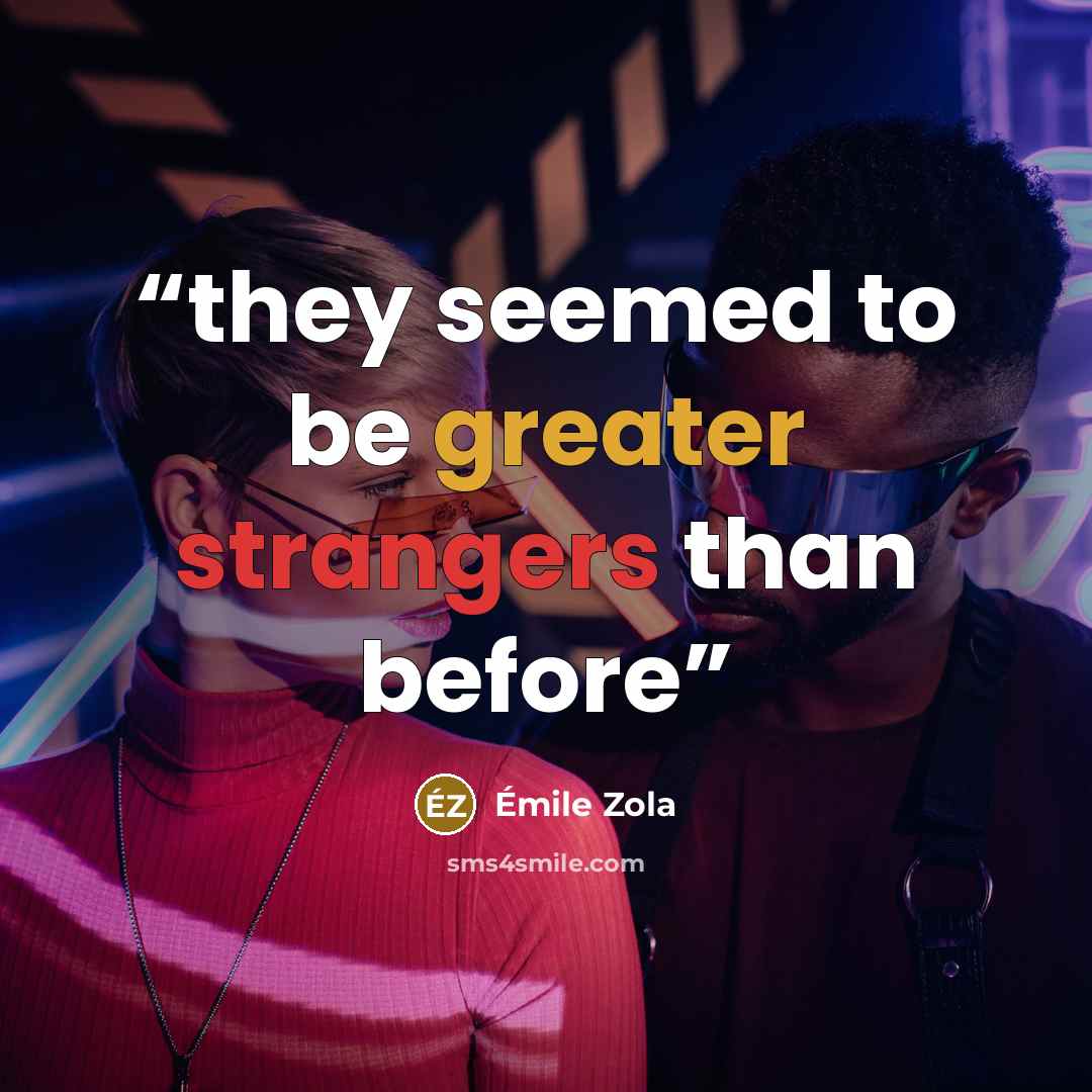“they seemed to be greater strangers than before” quote by Émile Zola