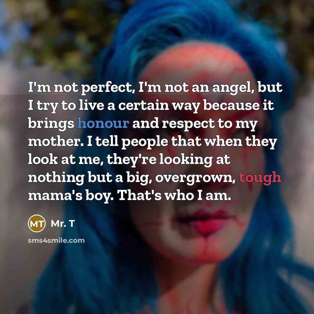 “I'm not perfect, I'm not an angel, but I try…” quote by Mr. T