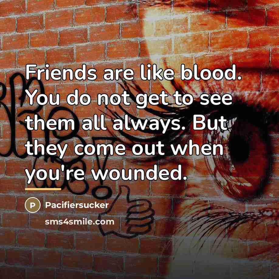 “Friends are like blood. You do not get to see…” quote by Pacifiersucker