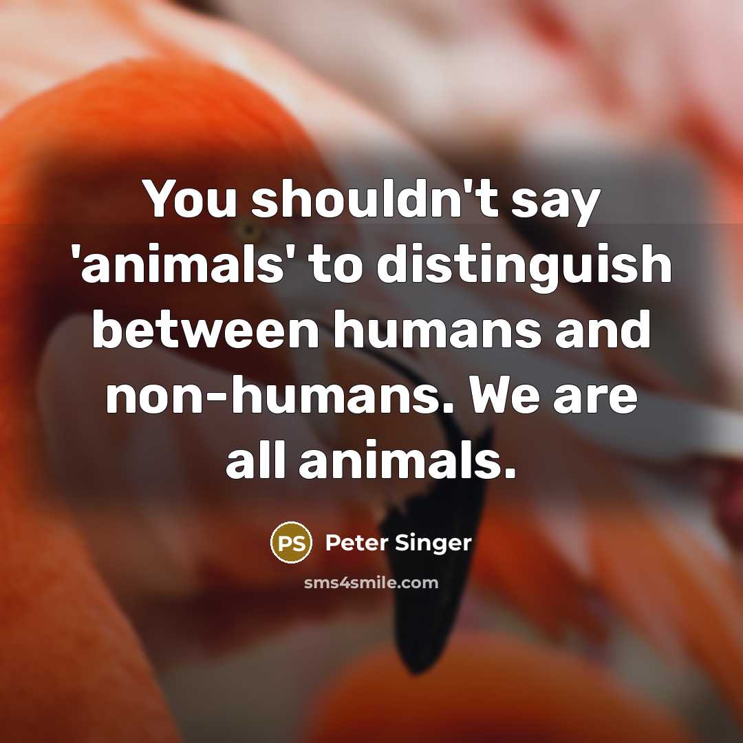 “You shouldn't say 'animals' to distinguish between humans and non-humans.…” quote by Peter Singer
