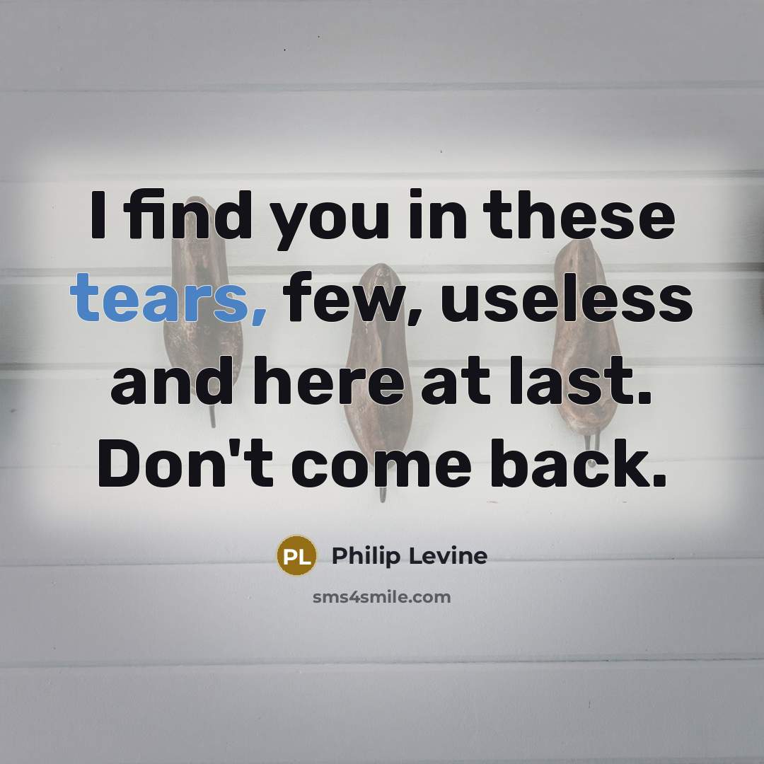 “I find you in these tears, few, useless and here…” quote by Philip Levine