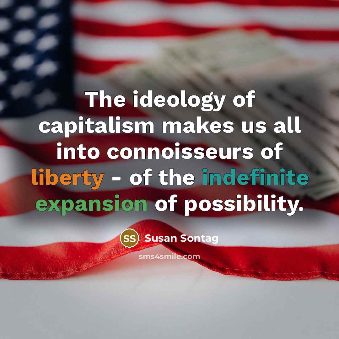 “The ideology of capitalism makes us all into connoisseurs of…” quote by Susan Sontag