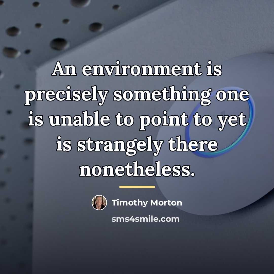 “An environment is precisely something one is unable to point…” quote by Timothy Morton