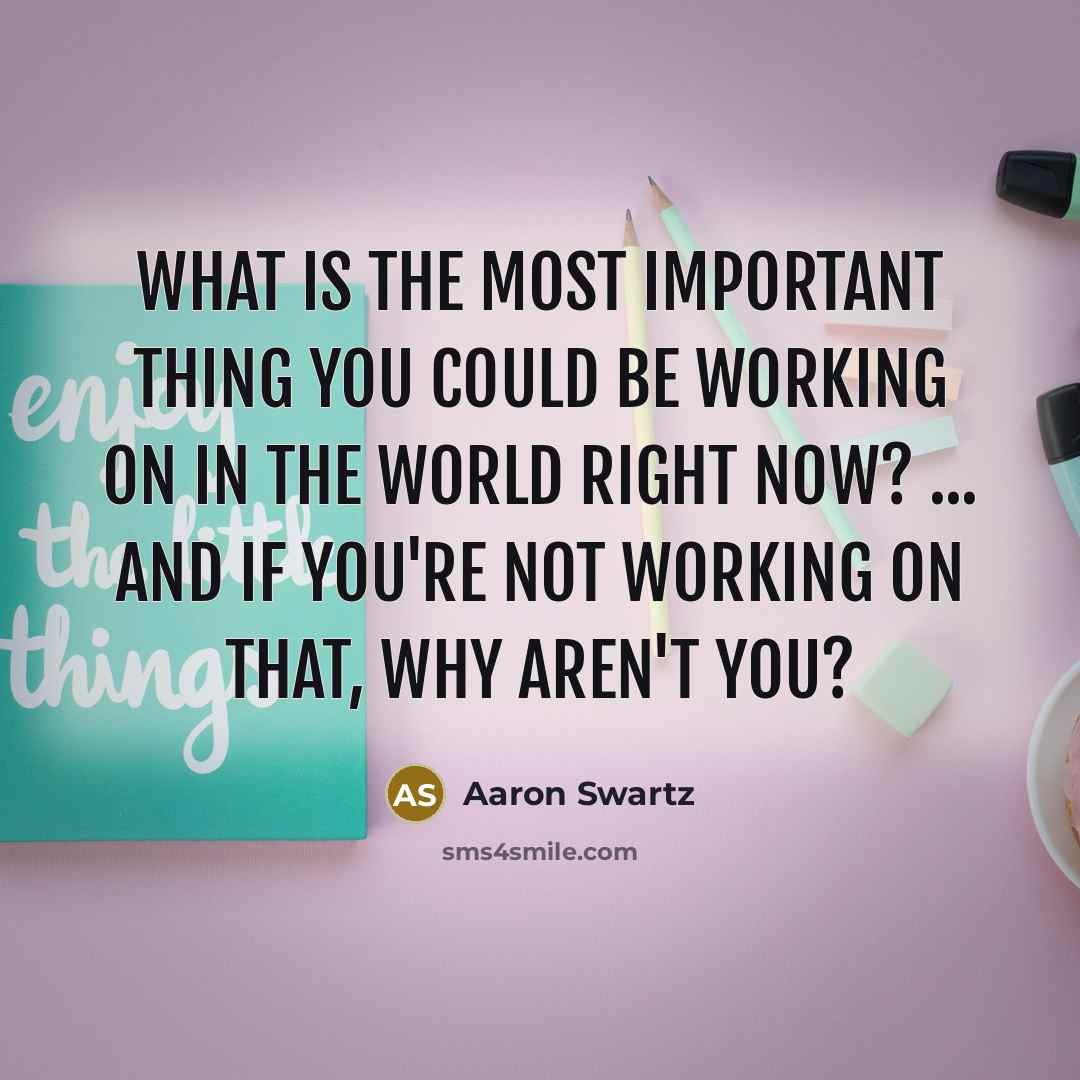 “What is the most important thing you could be working…” quote by Aaron Swartz