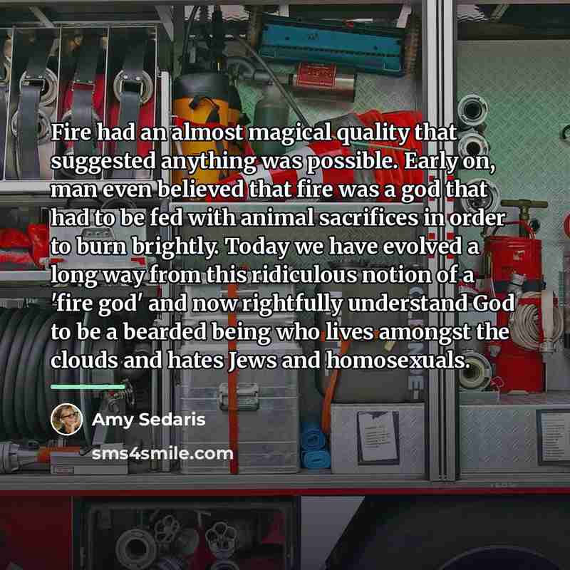 “Fire had an almost magical quality that suggested anything was…” quote by Amy Sedaris