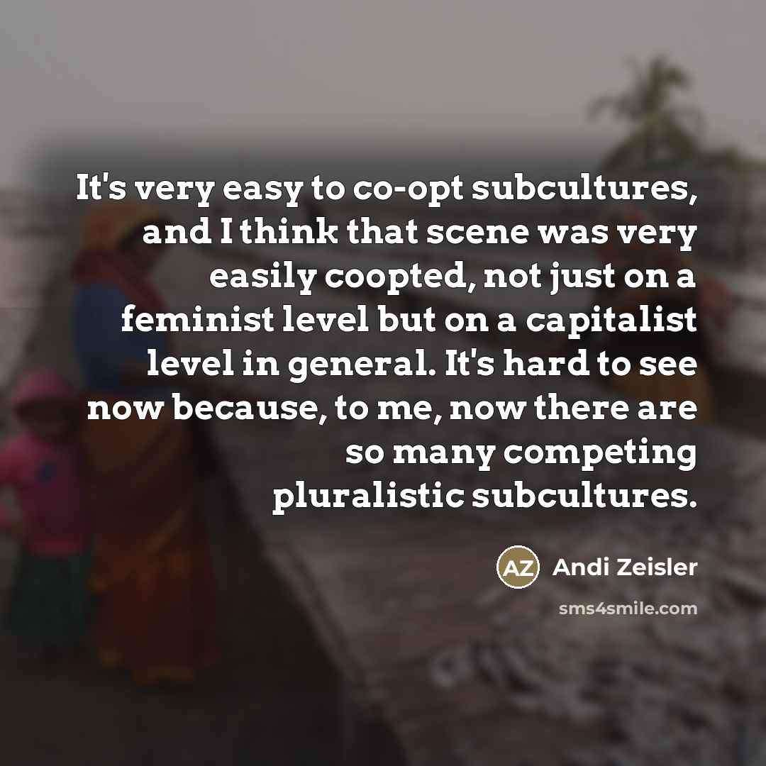 “It's very easy to co-opt subcultures, and I think that…” quote by Andi Zeisler