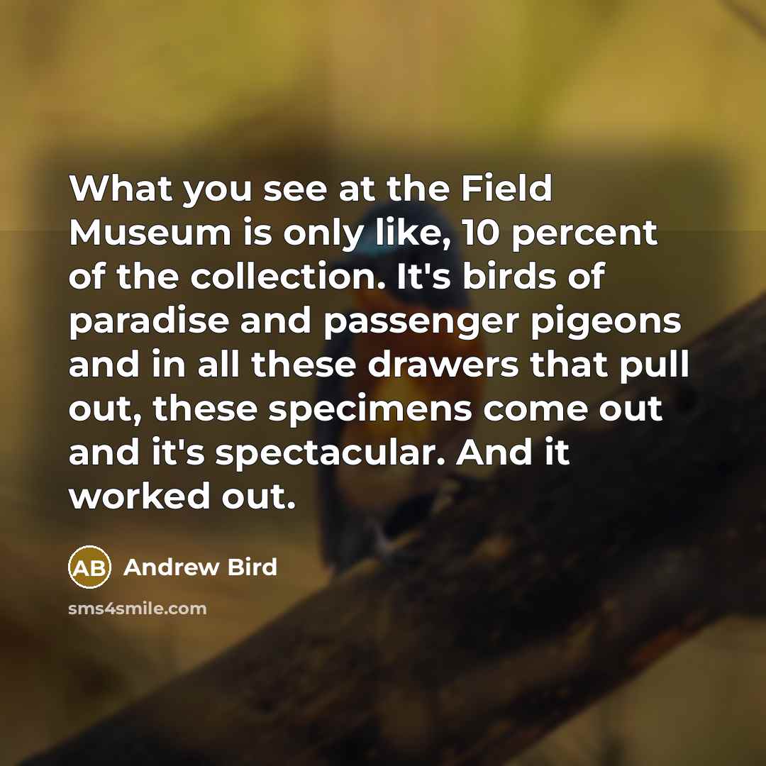 “What you see at the Field Museum is only like,…” quote by Andrew Bird