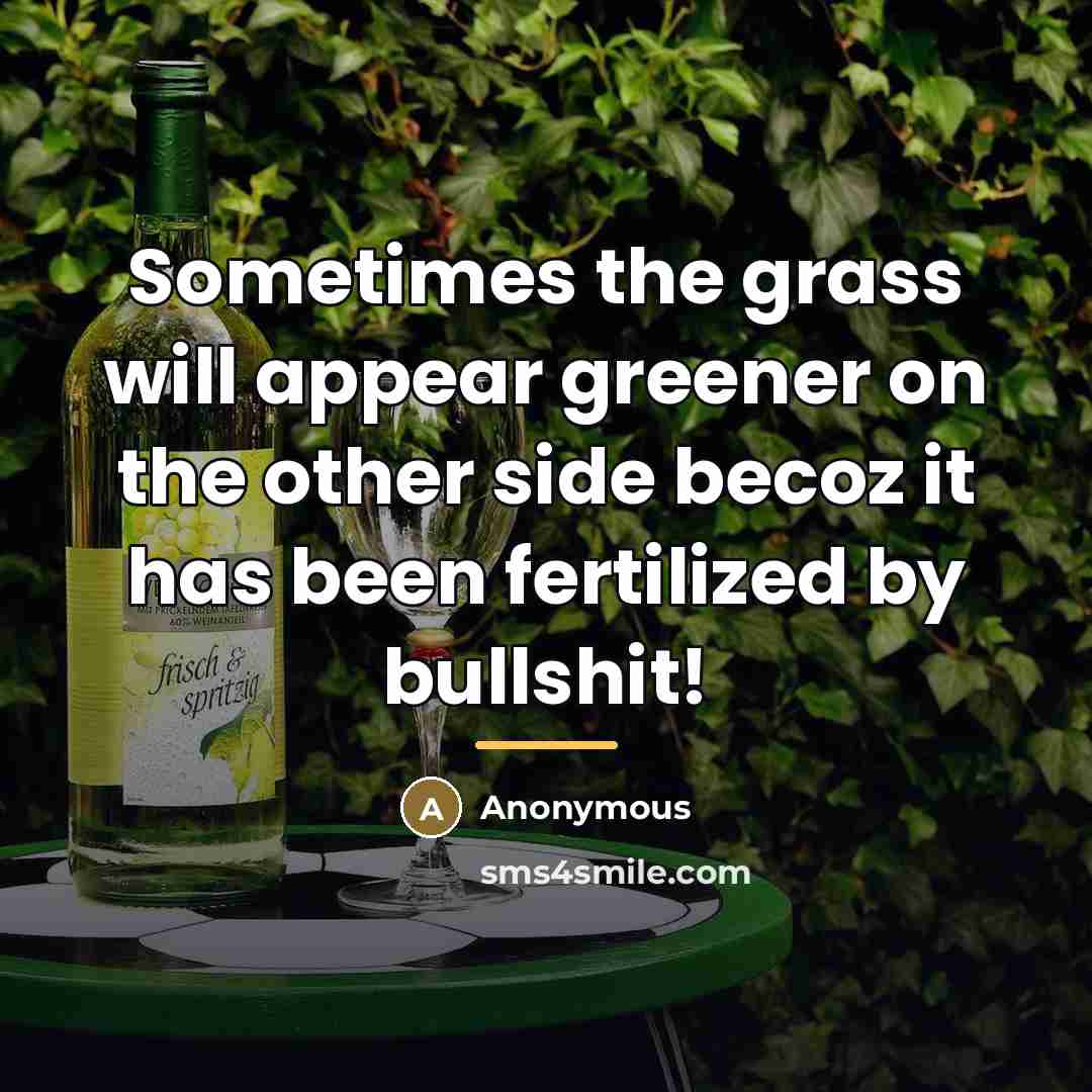 “Sometimes the grass will appear greener on the other side…” quote by Anonymous