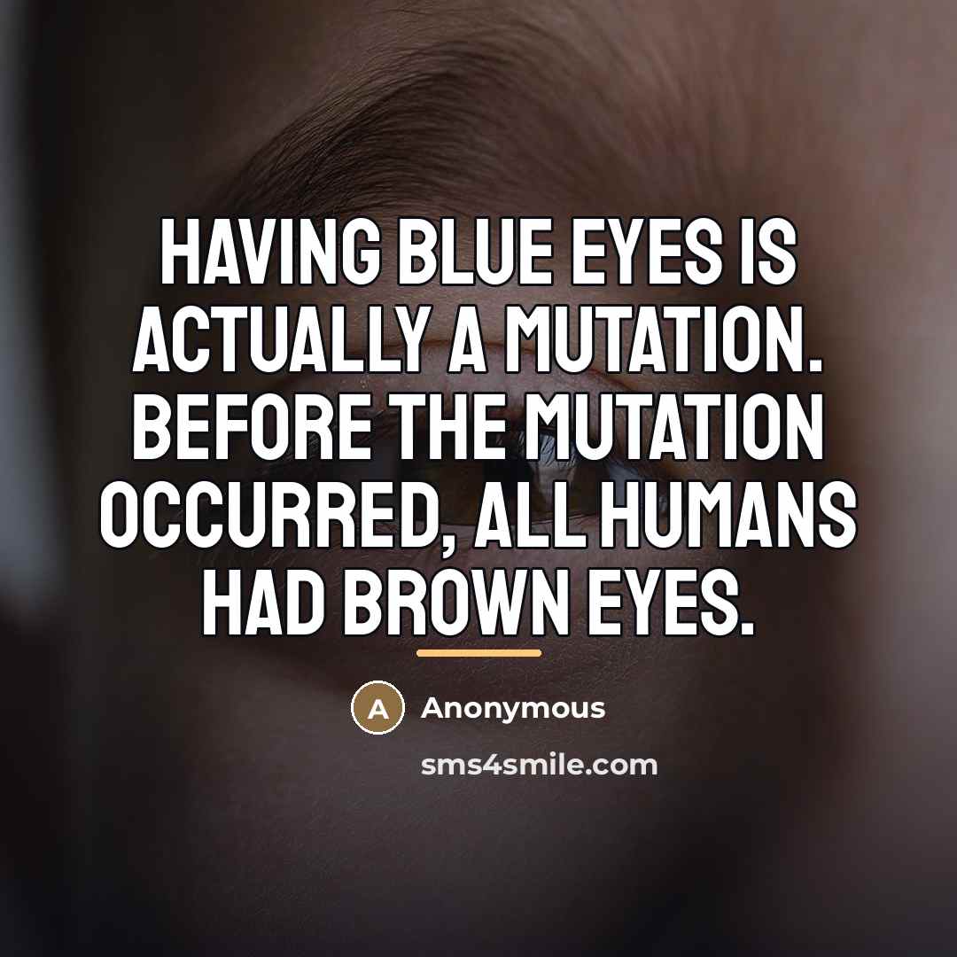 “Having blue eyes is actually a mutation. Before the mutation…” quote by Anonymous
