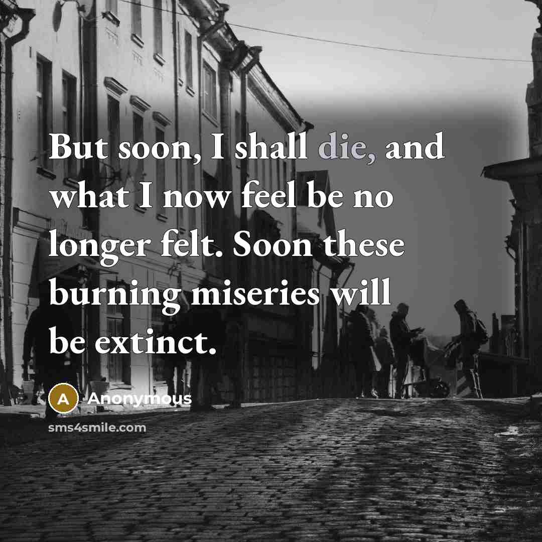 “But soon, I shall die, and what I now feel…” quote by Anonymous