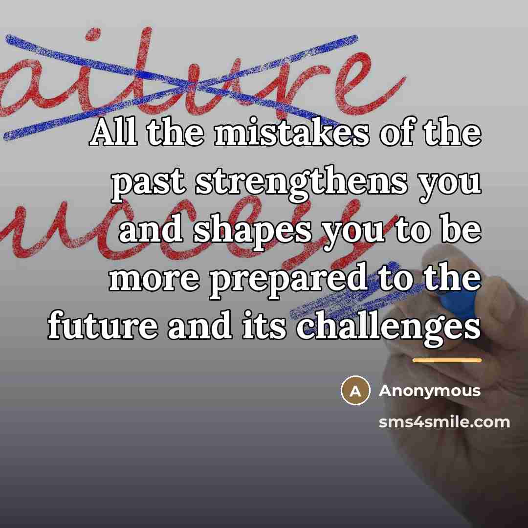 “All the mistakes of the past strengthens you and shapes…” quote by Anonymous