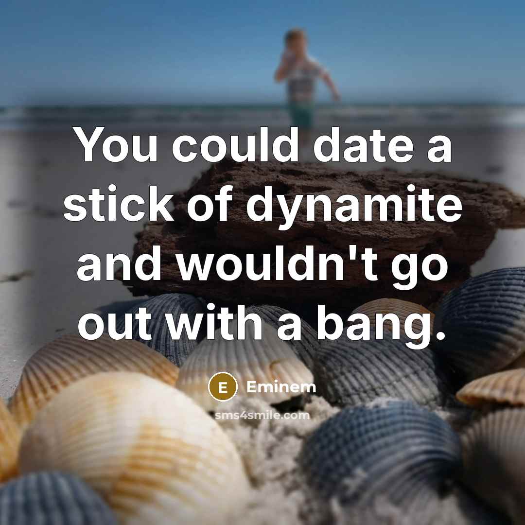 “You could date a stick of dynamite and wouldn't go…” quote by Eminem