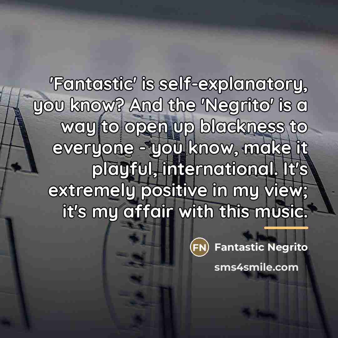 “'Fantastic' is self-explanatory, you know? And the 'Negrito' is a…” quote by Fantastic Negrito