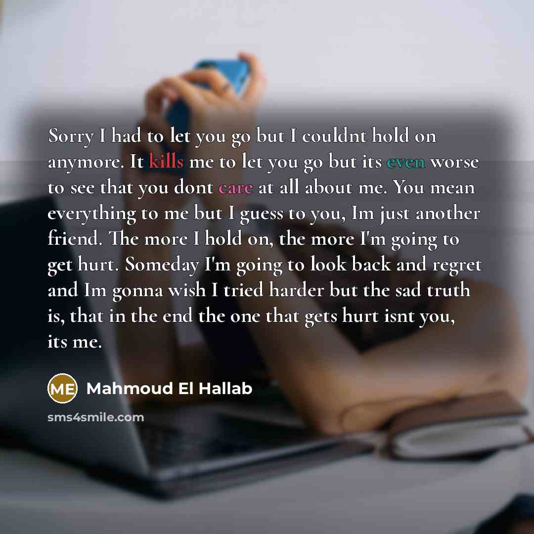 “Sorry I had to let you go but I couldnt…” quote by Mahmoud El Hallab